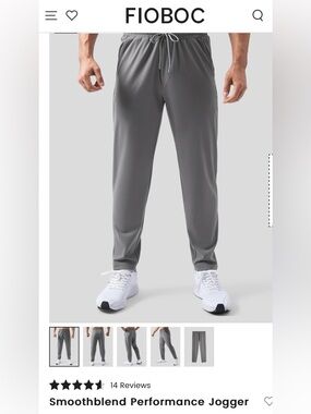 Fioboc Men's Gray Performance Jogger Pants
